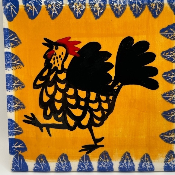 Hand-Painted Rooster Art Ceramic Tile Artist Signed​​​​​​ - Picture 4 of 7